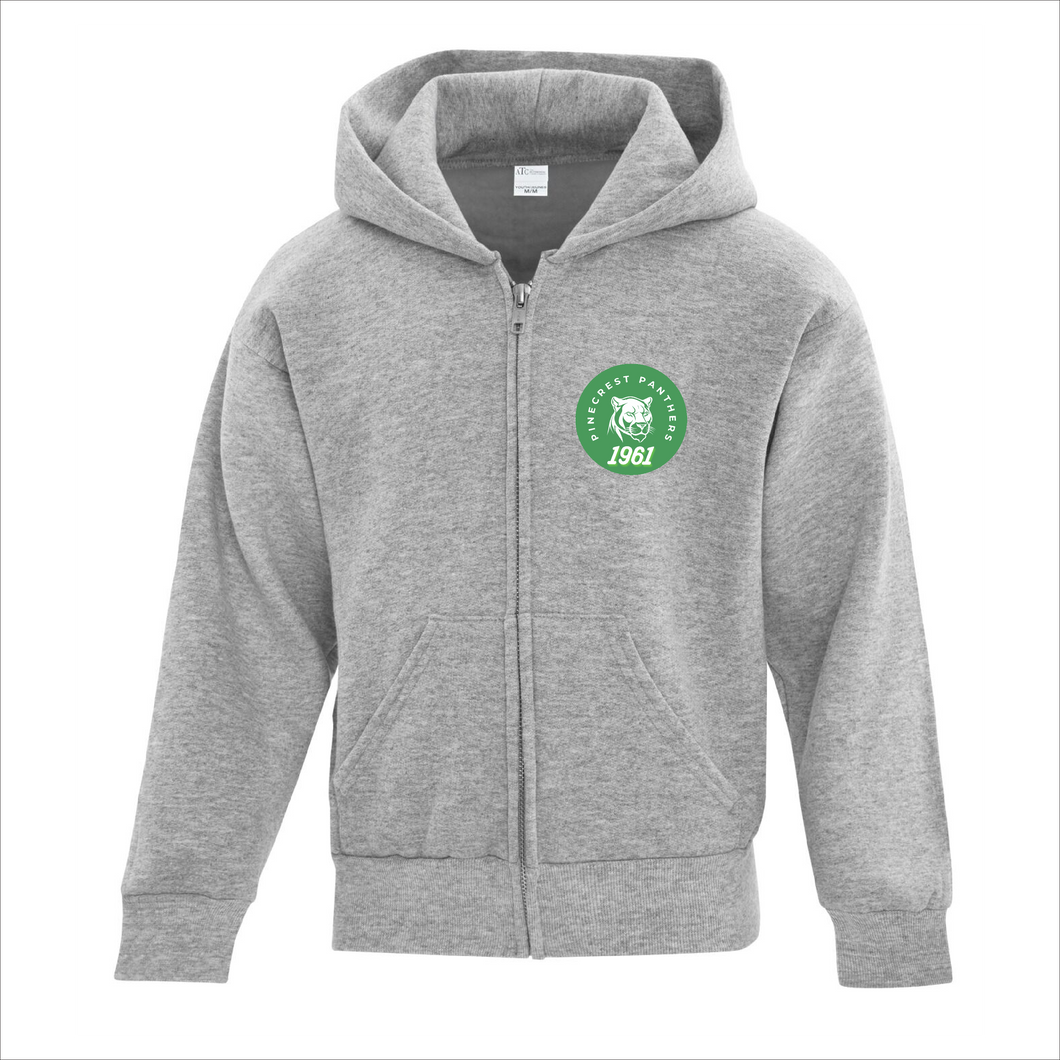 Youth Grey Zip Hoodie - Pinecrest Panthers